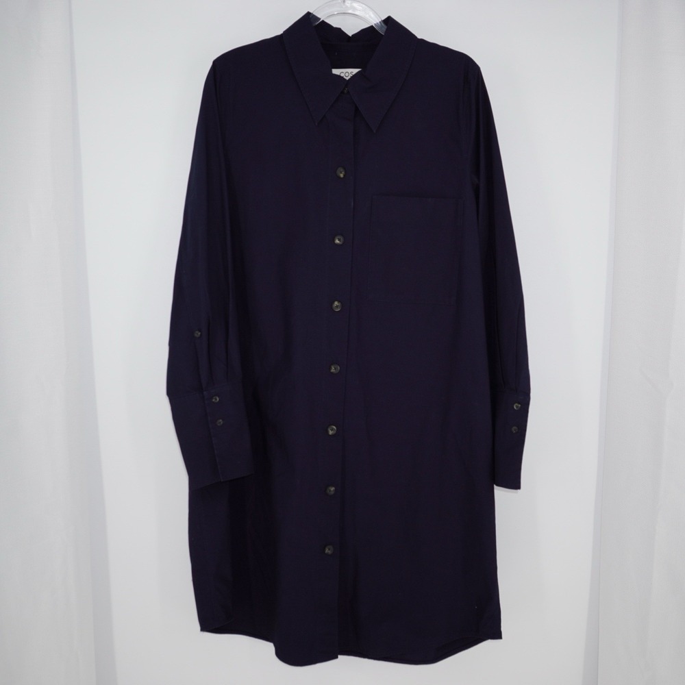COS Navy Long Sleeve Shirt Dress